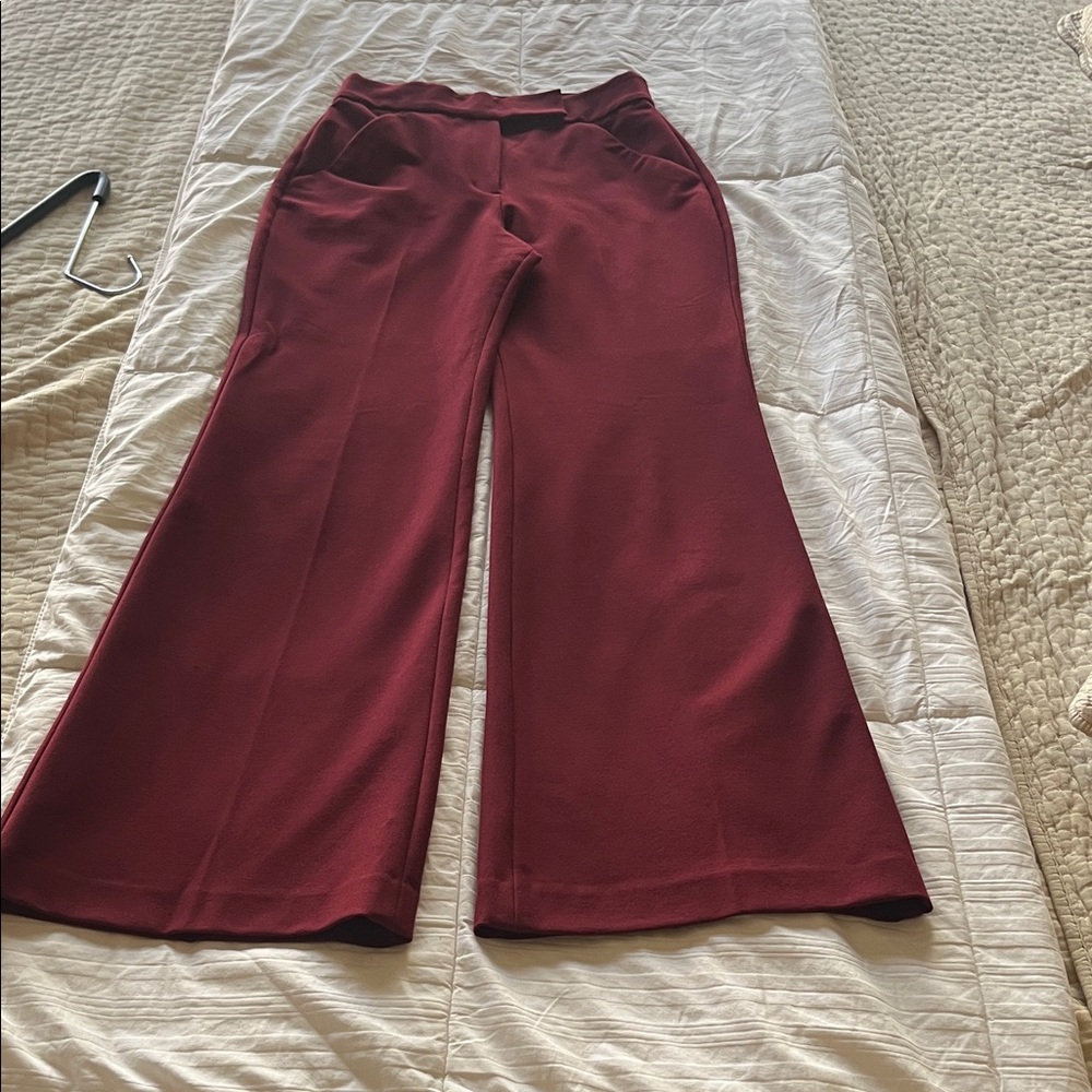 Express Maroon Wide-Leg Pants